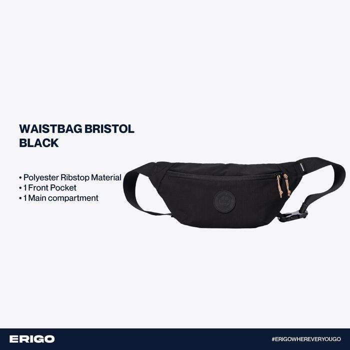 Erigo Waist Bag Bristol Black - Tas Pinggang Selempang Unisex
