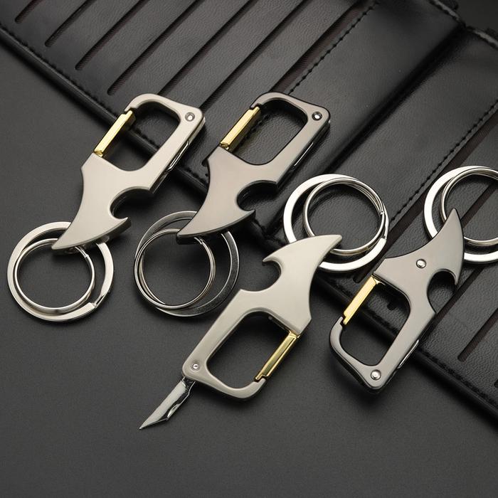 Gantungan Kunci Karabiner EDC Pisau Mini Pembuka Tutup Botol Hobby EHS