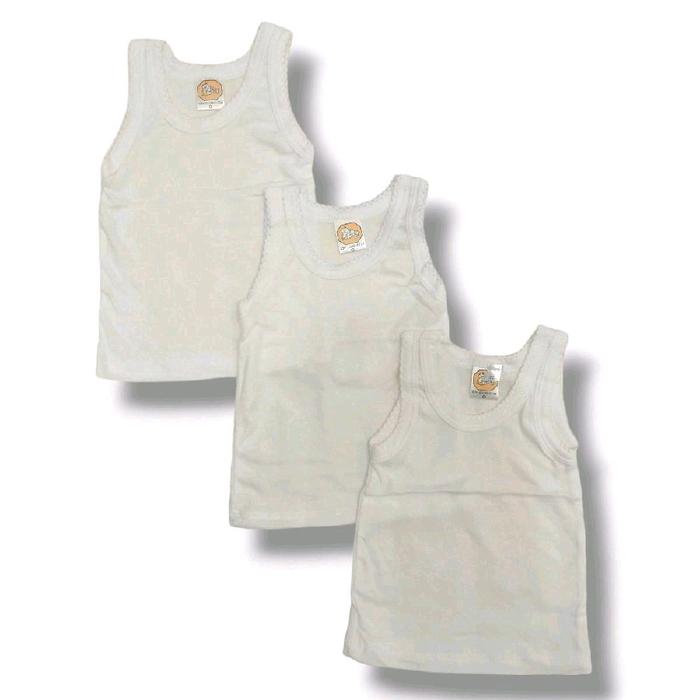 (6 Pcs) Grosir Singlet Bayi Anak New Born Finka Fashion Murah Terlaris Katun Putih