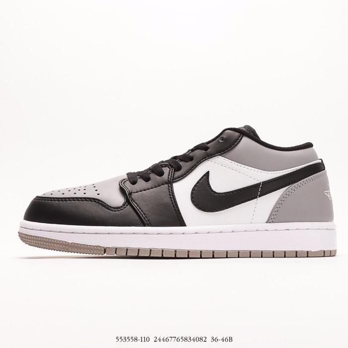 Air Jordan 1 Low Shadow Toe Sepatu Sneaker Pria Warna Hitam Abu-abu Model 553558-110
