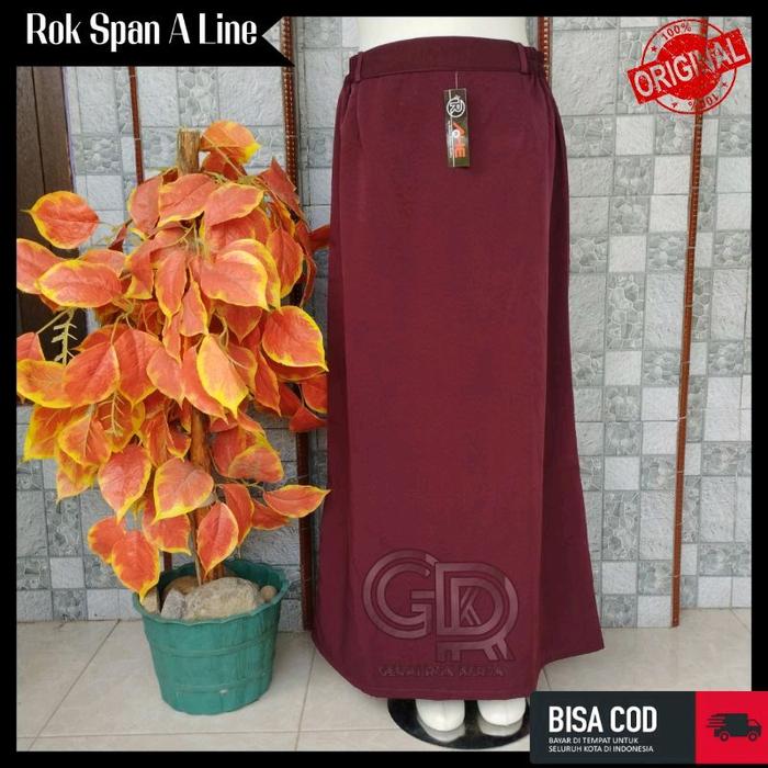 ROK SPAN A LINE POLOS MAROON (Rok kerja wanita panjang merah tua)