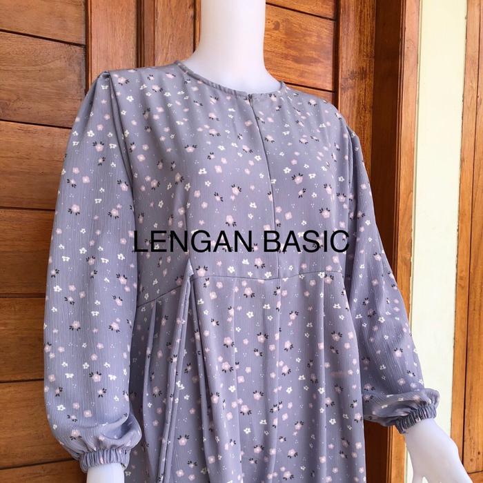 Natalia Dress Gamis Busui Bahan Yoryu Crinkle Motif Bunga Kecil Dewasa Remaja Original Terpercaya