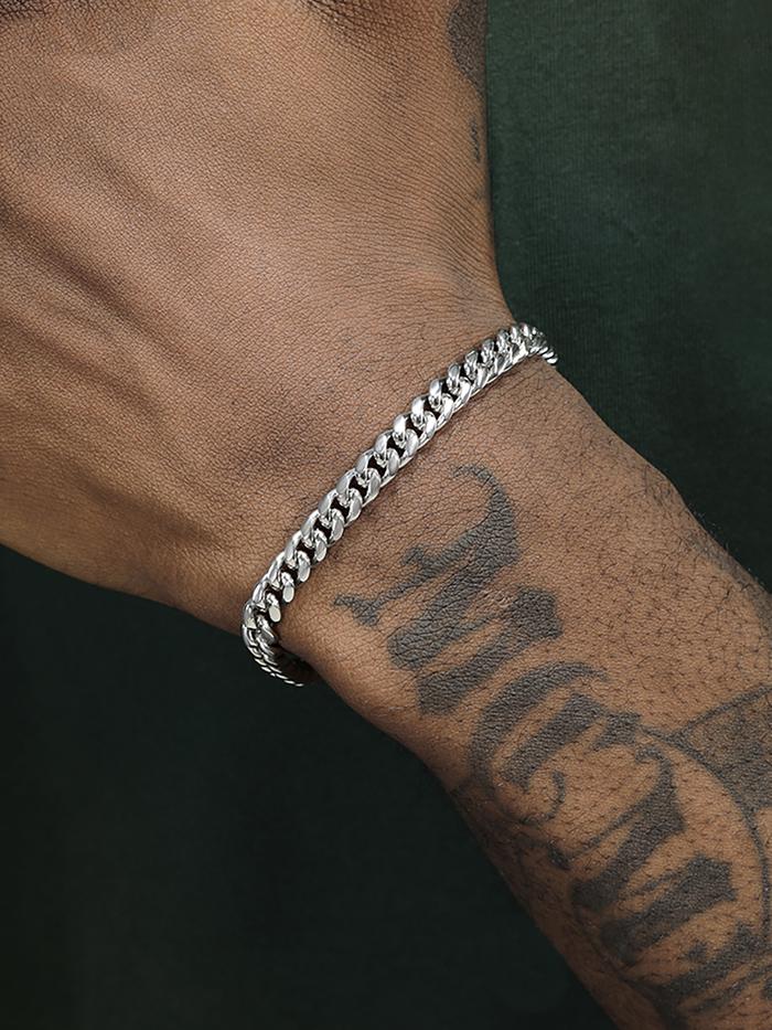 Curb Cuban Bracelets Solid Stainless Steel 5mm Miami Chain High Polish 20cm for Men Women Gifts Punk