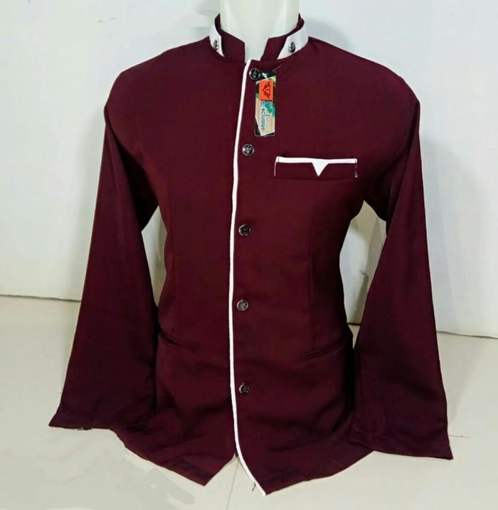 JASKO PRIA DEWASA MOTIF PLAT LIS POLOS JAS KOKO POLOS WARNAMERAH MARUN DONGKER KREM MODEL TERBARU PA