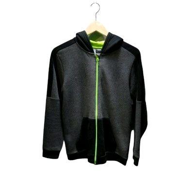 Champion Hoodie Full Zip Varsity C9 Dark Grey Original untuk Pria Bahan Fleece Cotton Size L Youth J