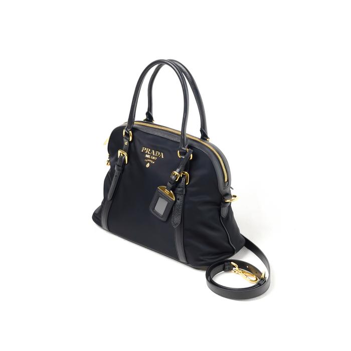 Tas PRADA RE-NYLON SAFFIANO GHW BLACK TOP HANDLE BAG WITH LS 100% ORIGINAL