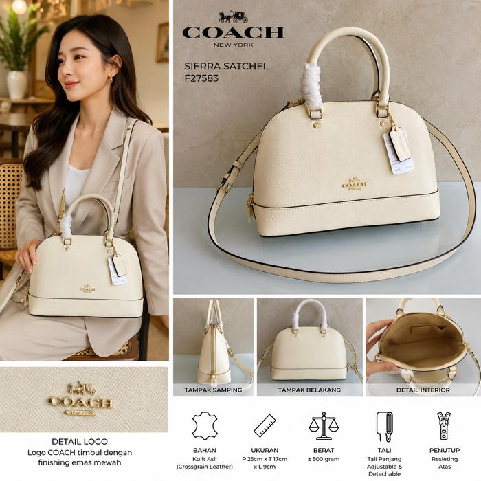 Tas Wanita C H Sierra 27583 In Crossbody Bag Chalk Leath Full Set