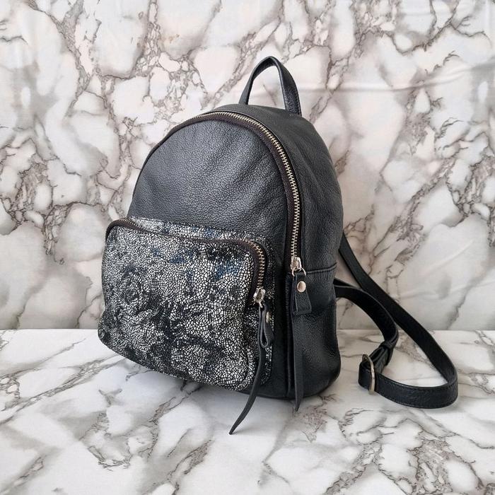 TAS RANSEL MINI KULIT ASLI WANITA BAMPO SECOND BRANDED HITAM / TAS RANSEL WANITA KULIT ASLI