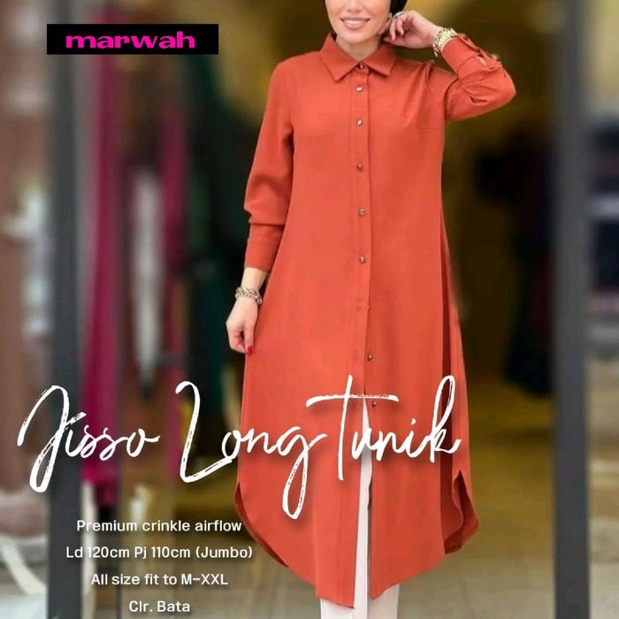 Jisso Long Tunik by Marwah, Atasan Panjang Wanita Muslimah