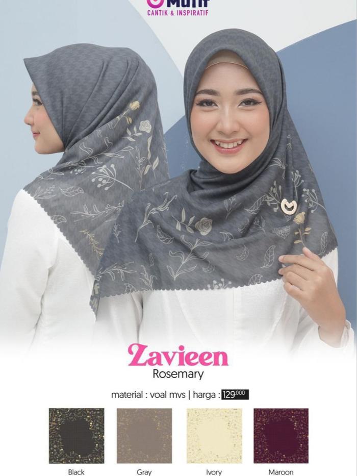 SCRAF ZAVIEEN ROSEMARY | Merk Mutif | Jilbab Segi Empat Voal Mutif | MUTIF STORE BOJONEGORO