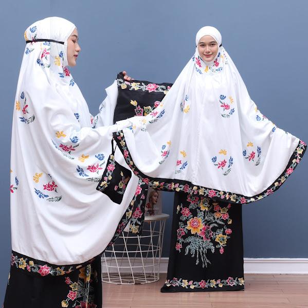Mukena Batik dewasa motif bunga encim - Mukena jumbo rayon batik RUKUH BATIK