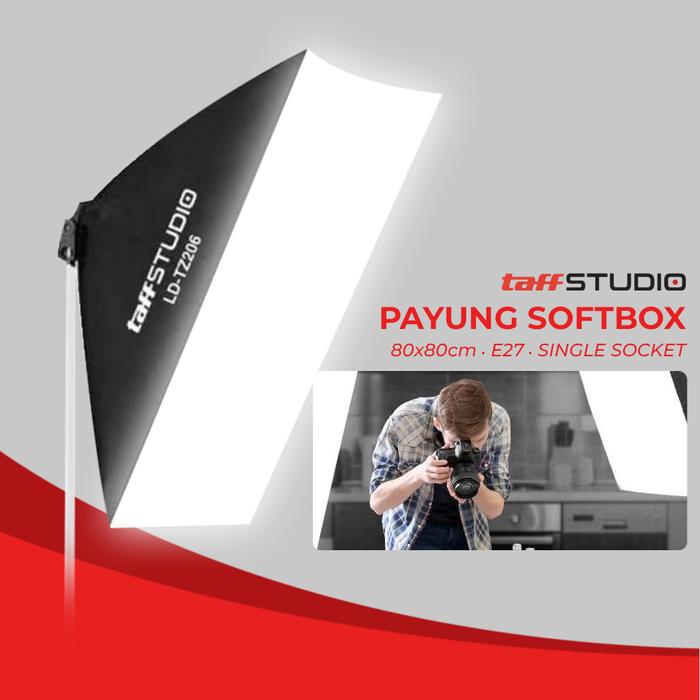 Terbaru TaffSTUDIO Payung Softbox Reflektor 80x80cm E27 Single Socket - LD-TZ206 Original 100%