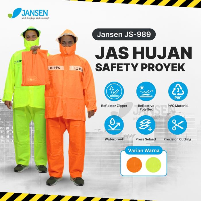 New Jansen JS-989 JAS HUJAN PROYEK  Impor PVC Karet Jumbo - Setelan Jaket Celana Import Pria Wanita 