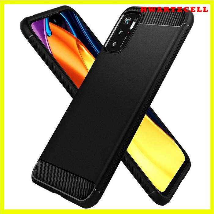 Casing Softcase Xioami Poco M3 Pro 5G / Redmi Note 10 5G IPAKY Carbon Fiber Matte Softcase - Hitam O