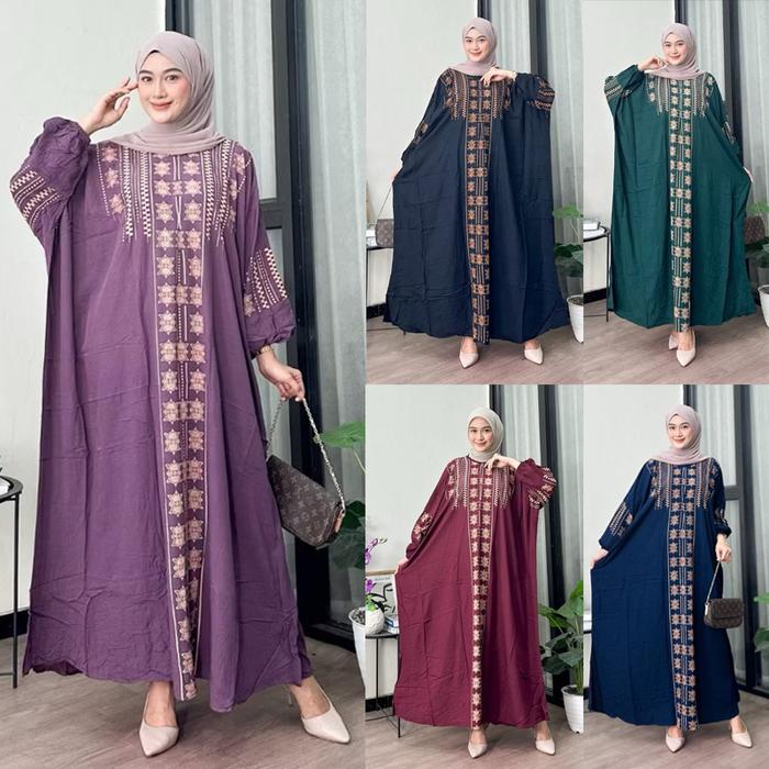 Kaftan Rayon Motif Tifani Super Jumbo Gamis Wanita Muslim Daster Lowo Rayon