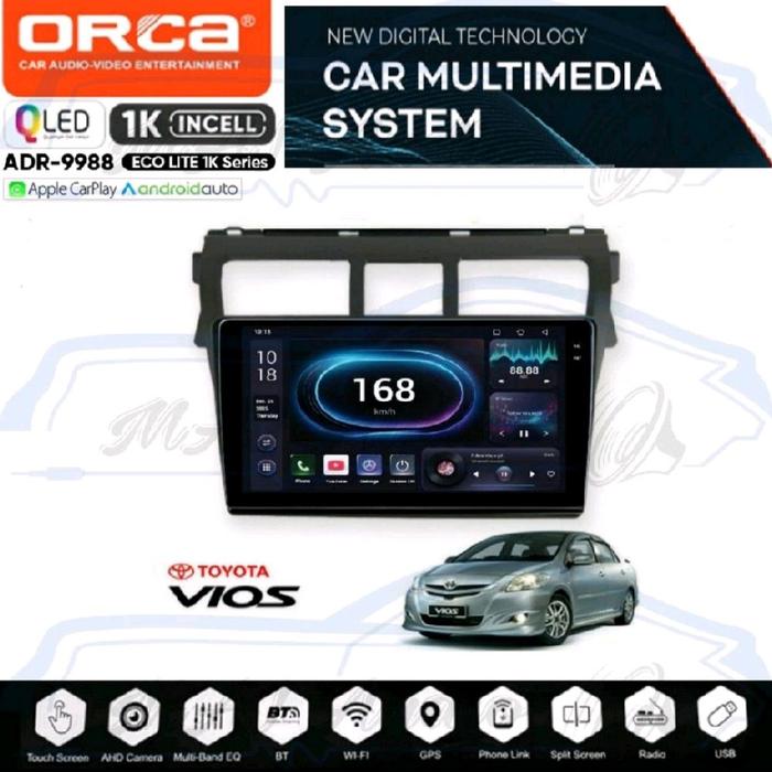 HEAD UNIT TAPE TV MOBIL ANDROID MERK ORCA SKELETON DHD UNTUK TOYOTA VIOS & LIMO 2008-2012 LAYAR 9 IN