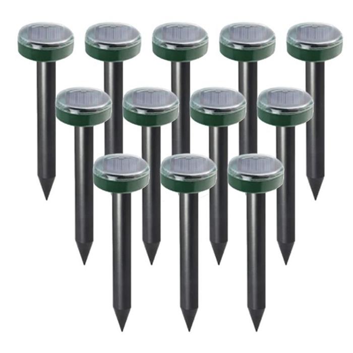 12 Pcs Mole Repellent,Outdoor Solar Sonic Mole Repeller,Gophers