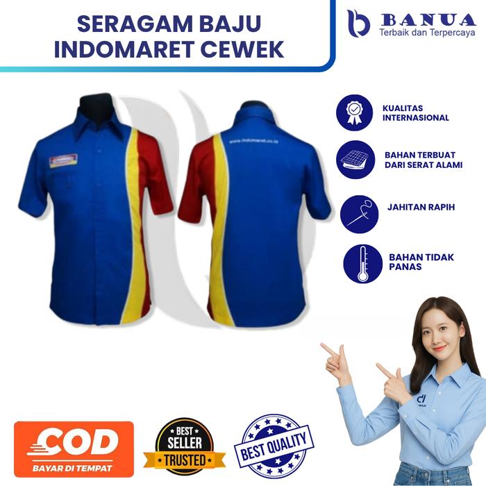 Baju Indomaret Cewek | Baju Kerja Indomaret | Kemejaa Cewek | Kemeja Indomaret | Seragam Kerja Cewek