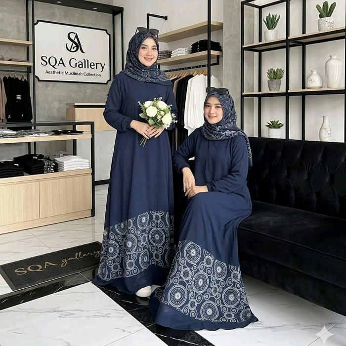 SQA Gallery Gamis Set Hijab Ceruty Nyaman Dipakai Busui Bahan Twill Uniqlo & Carolina Dress Muslim S