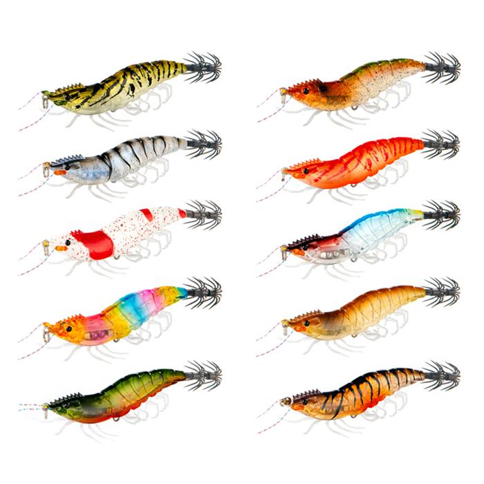 10pcs Squid Jig Air Egi Lure Luminous Wood Shrimp Fishing Goods