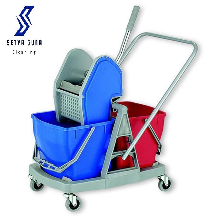 Double Bucket 2X25 L with Blue Plastic Wringer CN