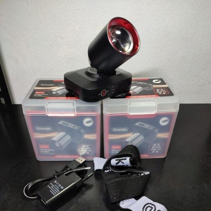 SENTER KEPALA LED LASER AOKI AK-3695A 80WATT 1300 LUMEN BATERAI 6000MAH - ZOOM JARAK JAUH DENGAN IND