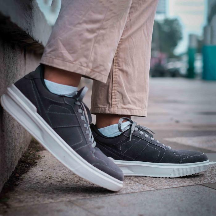 Zagib | Sepatu Pria Grey Kets Skacher Trendy Simple Non-Slip Sneaker Kasual Kampus Kuliah Remaja Cow