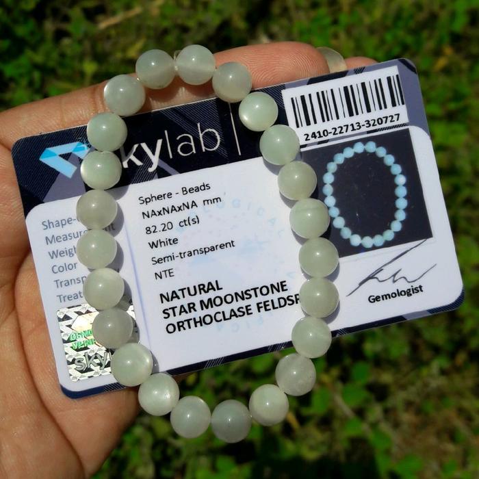 Gelang Batu Natural Star Moonstone Biduri Bulan Air Beras With Sertifikat Memo