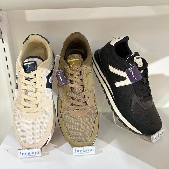 sepatu sneakers pria Jackson bahan sintetis dan tekstil sol termoplastik karet ukuran 39-44