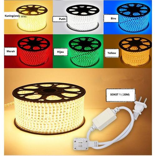 paket lampu led strip selang 5050 SMD AC 220v 11m-15m indor dan outdoor