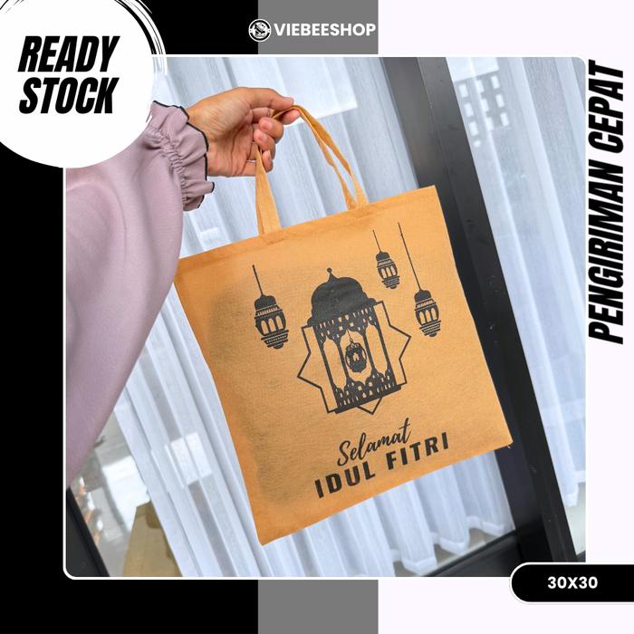 (Isi 50 Biji) Tas Selamat Lebaran Parcel Sembako Souvenir Gift Idul Fitri Murah Tas Lebaran Flat 30x