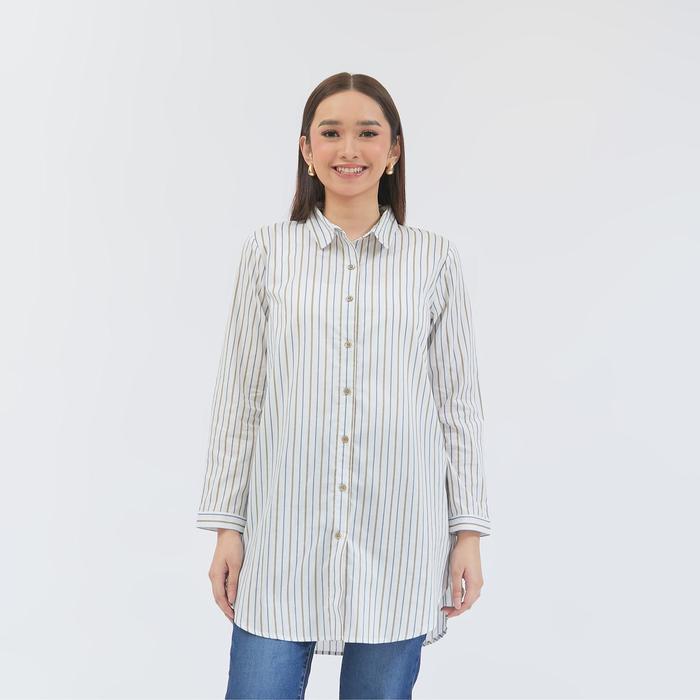 Geela Official - Sadiya Khaky Stripe Tunic (G.1760) | Tunik Wanita