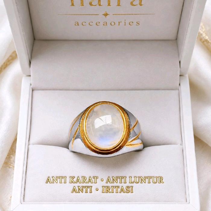 Cincin biduri bulan asli 100% dim 14x12 est titanium premium