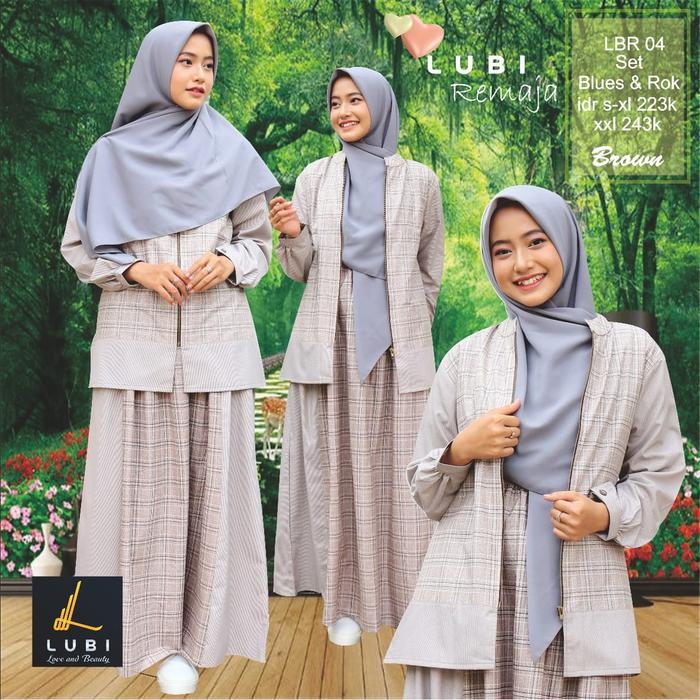Baru Lubi Setelan Blouse dan Rok Lubi LBR 04 LBR 4 Brown 3 In Style Cotton Premium