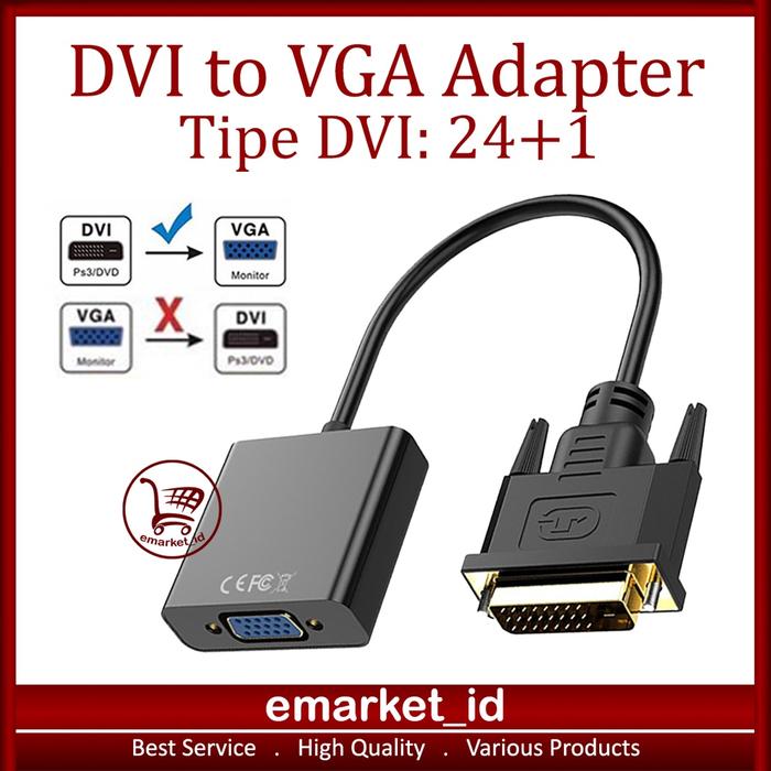 Converter DVI DVI-D 24+1 Male to VGA Female Adapter / Monitor HDTV Cable Konektor Connector Dual
