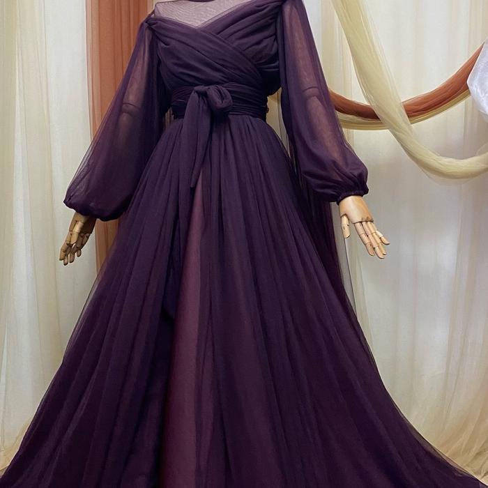 Prewedding Dress Gaun Tile Polos Pengantin Cantik & Elegan Bahan Berkualitas Tinggi Nyaman Dipakai C