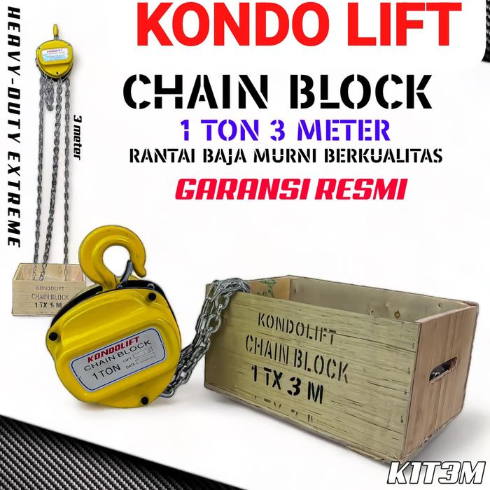 KONDO chain block 1ton 3meter katrol kerekan derek takel K1T3M