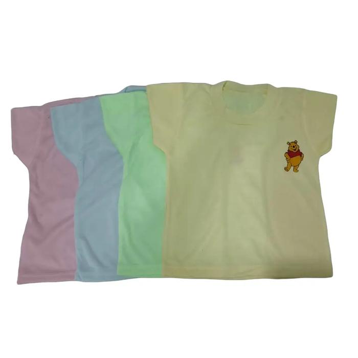 MECCINO Baju Anak Kaos OB Oblong 3pcs Warna Random Bordir Bahan Halus Lembut Ukuran S-4L