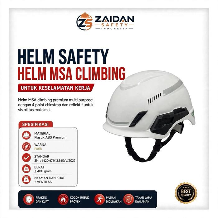 Helm Safety MSA Climbing - Helm Proyek Panjat SNI - Putih