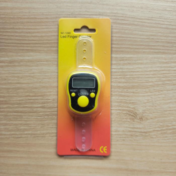 (Kemasan Kertas) Tasbih Digital LED Finger Digital Zikir Cincin Kemasan Kertas Premium Hitam Merah