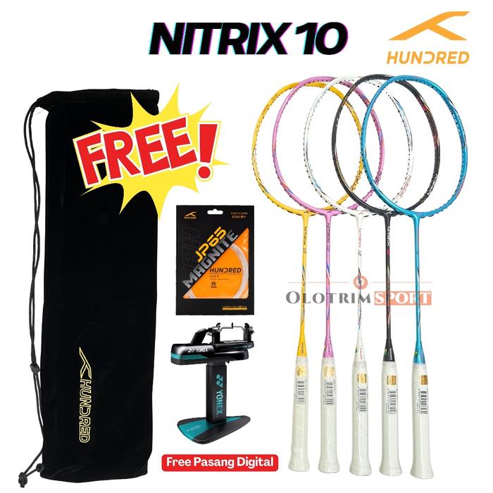 Raket Badminton Hundred NITRIX 10 4U 5U Hndrd Original