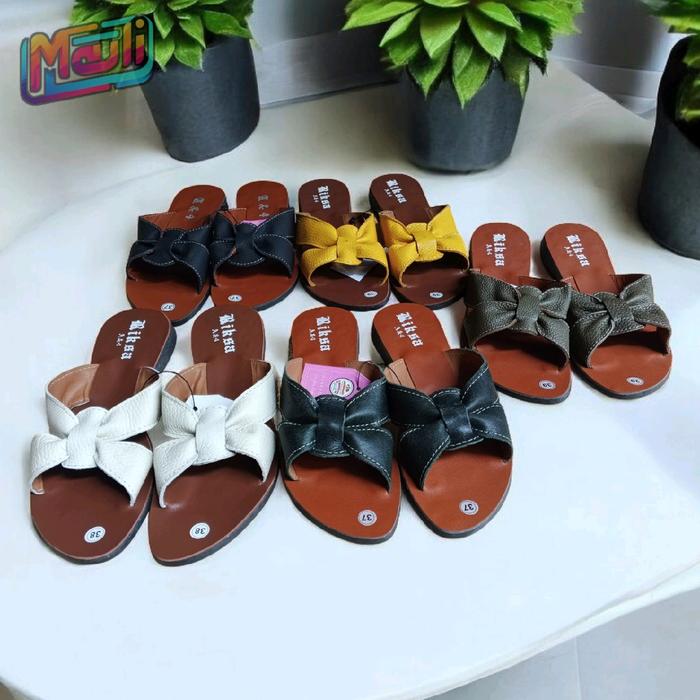 Sandal Kulit Wanita cibaduyut bandung model Anyam / sandal selop kulit cibaduyut / sandal selop kuli