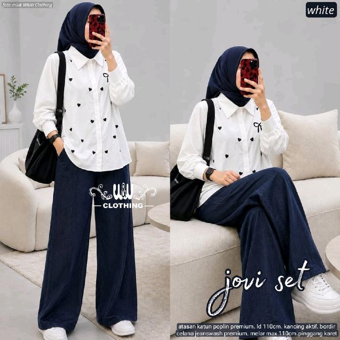 JOVI SET / SETELAN KEMEJA CELANA DENIM / SETELAN WANITA