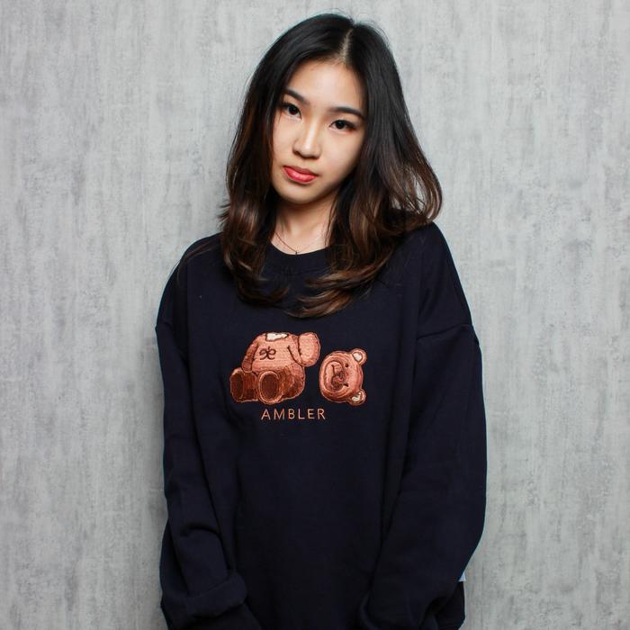 AMBLER Korea Oops Bear Sweatshirt Navy