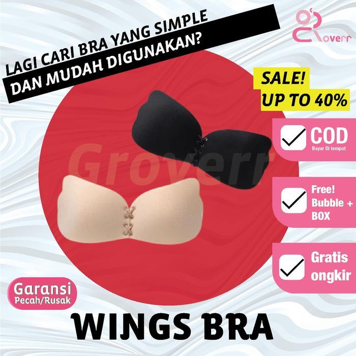Wings Angel Strapless Push Up Sexy BRA BH Tempel Tali Seksi Bra Pesta Busa Tipis Katun Seamless Ukur