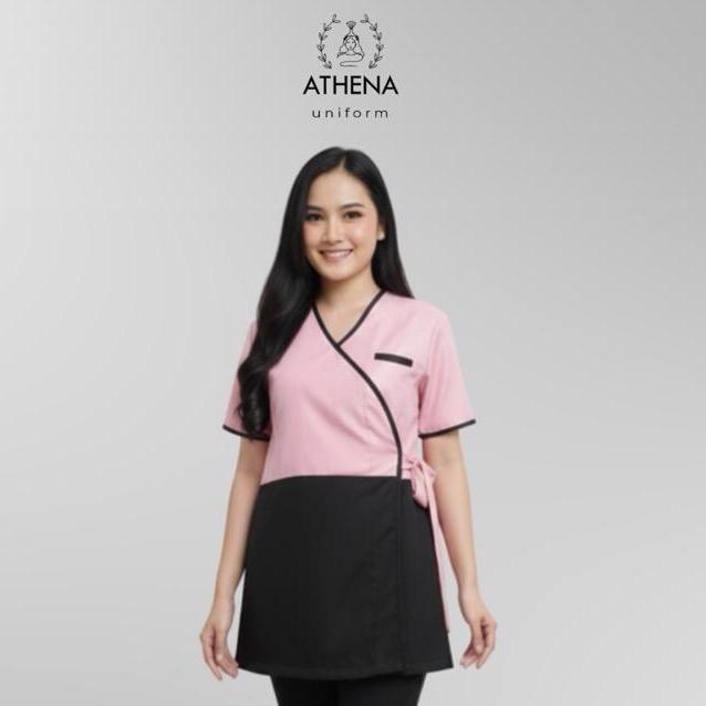 ATASAN Seragam Kerja Wanita / Klinik Kecantikan / Suster / Baby Sitter ATHENA Uniform - DILLA SERIES