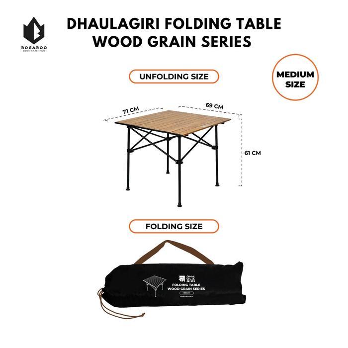 Eiger - Dhaulagiri Folding Table Wood Grain Size M - Meja Lipat Camping Piknik Gunung Outdoor Mancin