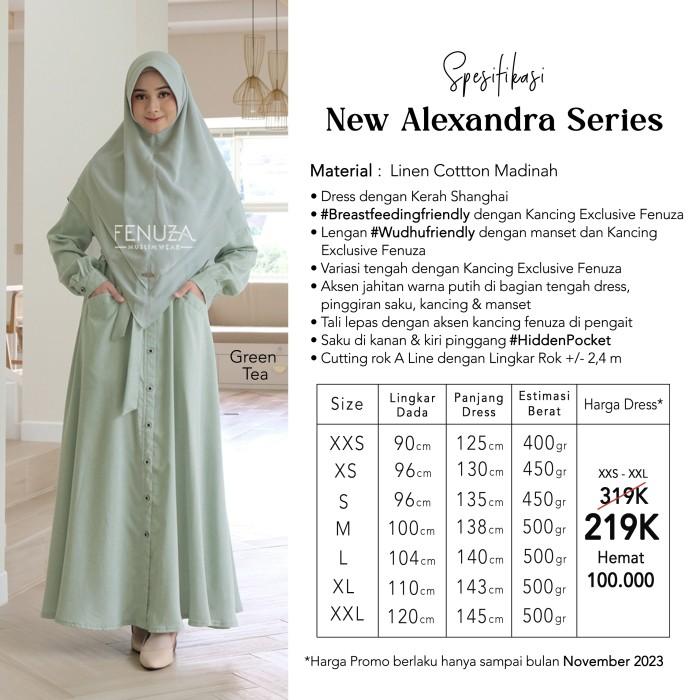 New Alexandra Dress GREEN TEA Fenuza Gamis Only Busui Friendly Polos - XXS