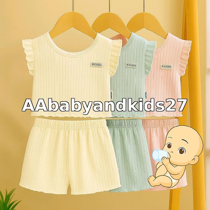 AASHOP27 TERBARU!!! PARCEL 3PC DAN 1PC RIDGES CROP TOP HAWAII SETELAN CANTIK ANAK PEREMPUAN RENDA IM