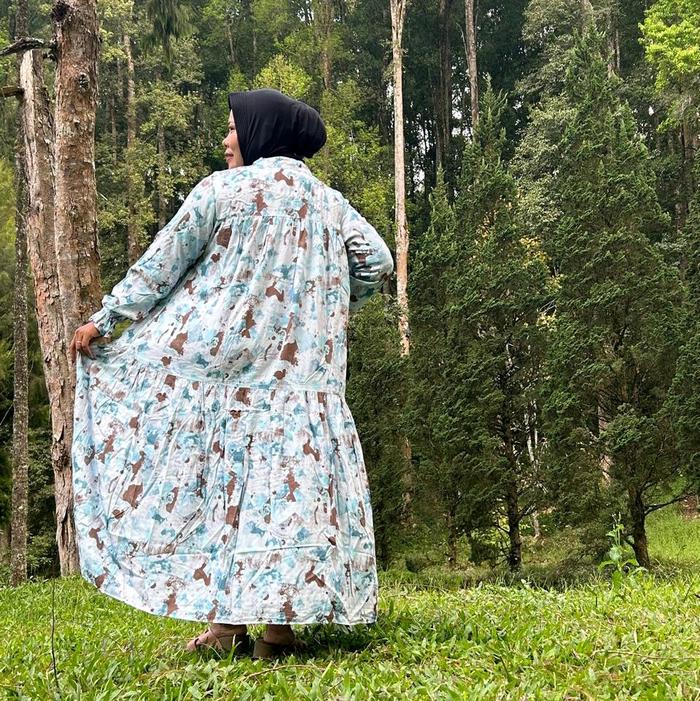 gamis frila motif bunga busui